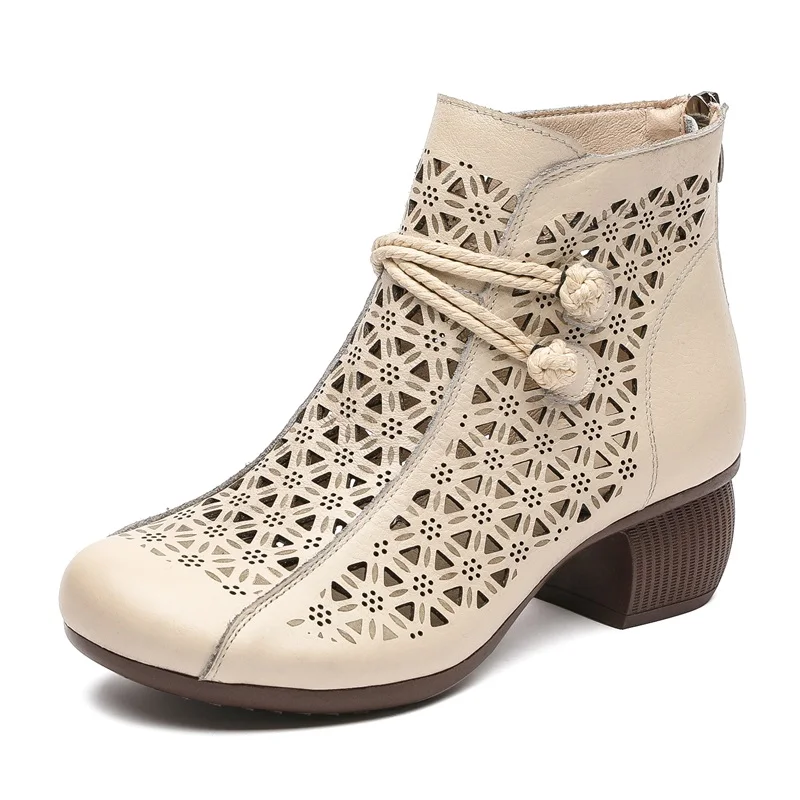 Stivaletti da donna con punta tonda, con cerniera laterale, tacco grosso, comodi, casual, in pelle scamosciata, stivaletti da passeggio, Beige, 44 EU