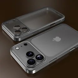 Luxury Plating Matte Ultra Slim Frosted Shockproof Phone Case with Camera Lens Protector - iPhone 18 Pro Max (Grey)