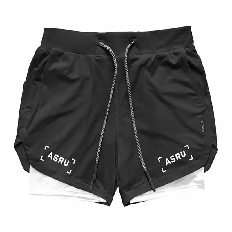 Running Shorts Men's Fitness Gym Training Sports Shorts Quick Dry Workout Gym Sports Jogging Double Layer Summer Men's