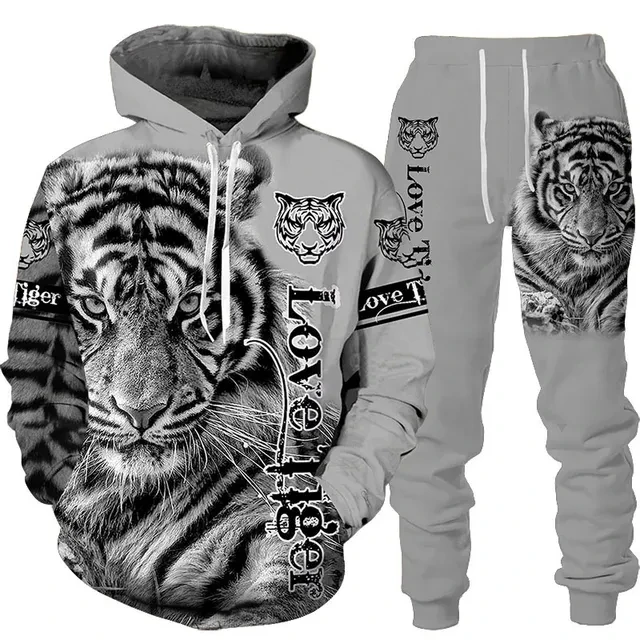 

Cross border men's trend casual sweater set new two-piece hoodie