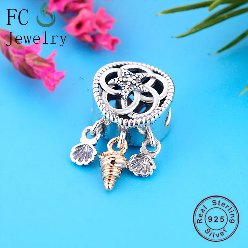 

FC Jewelry Fit Original Pan Charms Bracelet 925 Silver Rose Gold Conch Seashell Starfish Dream Catcher Bead For Berloque 2020