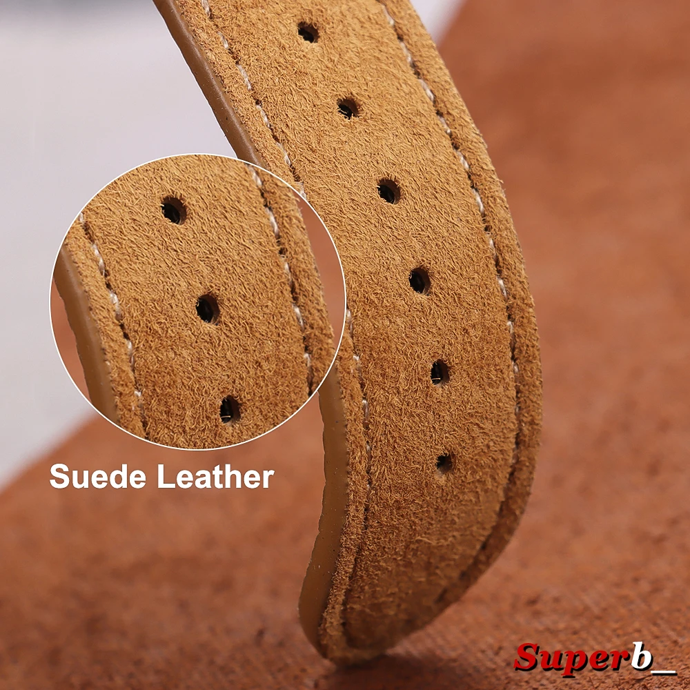 Vintage Suede Cowhide Watch Strap - Handmade Quick Release Bracelet in Gray, Brown, Green
