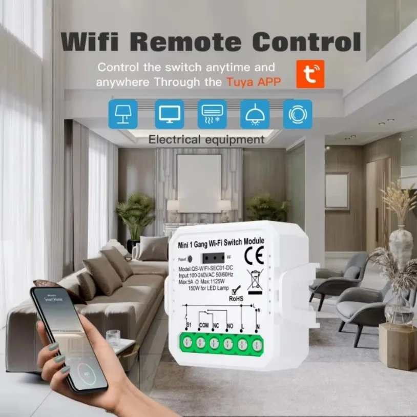 12/24V AC 100-240VTuya ZigBee WiFi Smart Switch Module Dry Contact DC Smart Home DIY Breaker Relay Work With Alexa Google Alice