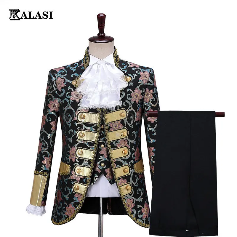 

Prince Aristocrat Retro Vintage Medievaly Coat Men's Costumes Jacket Vest Pants Men Wedding Suit Tuxedo Party Stage Performance