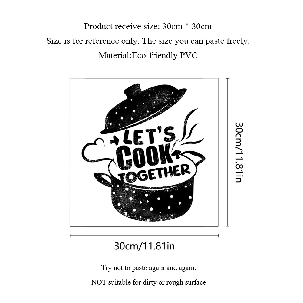 Let's Cook Together Wall Sticker For Kitchen Background Decor Decals Restaurant Cooking Room Decoration Self-adhesive Home Mural - 2