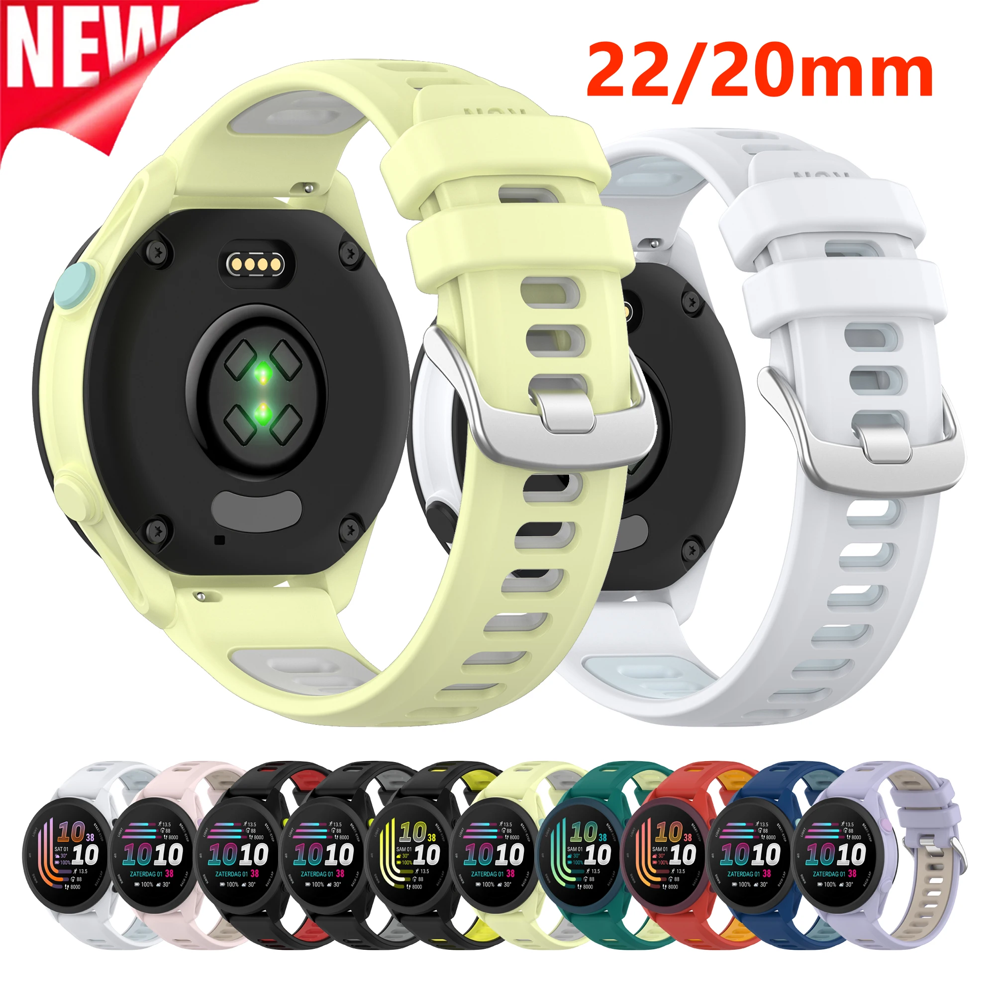 Versatile Sports Silicone Strap - 20/22mm Replacement Watchband in Vibrant Colors