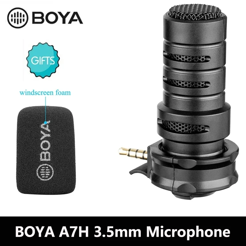 

BOYA A7H 3.5mm Wired Condenser Microphone for Youtube Video Vlog Recording Mini Game Studio Singing Mic For Smartphone PC Laptop