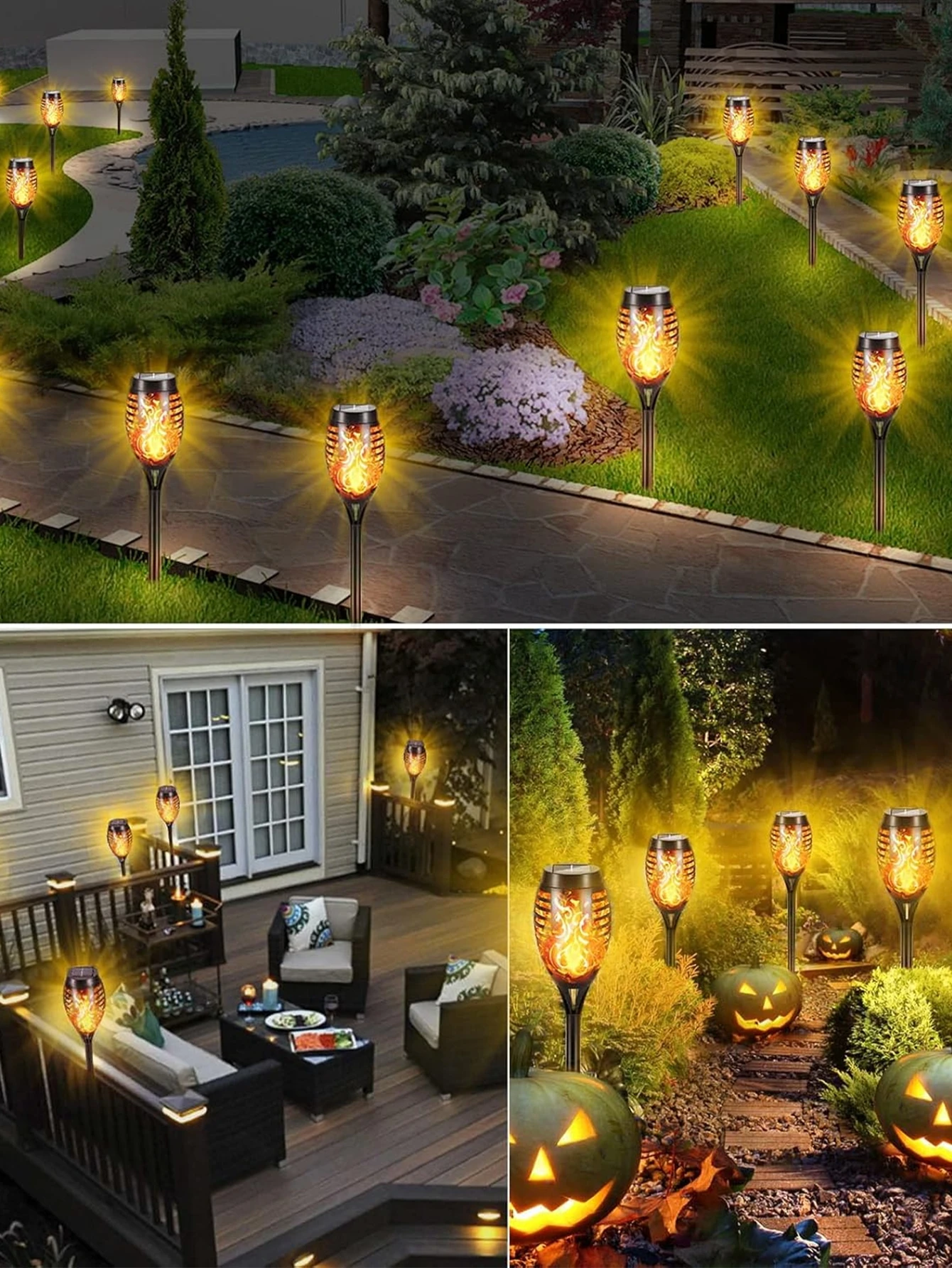 LED Solar Flame Torch Light Flickering Waterproof Garden Decoration Outdoor Lawn Path Yard Patio Floor Lamp 12 solar garden lights