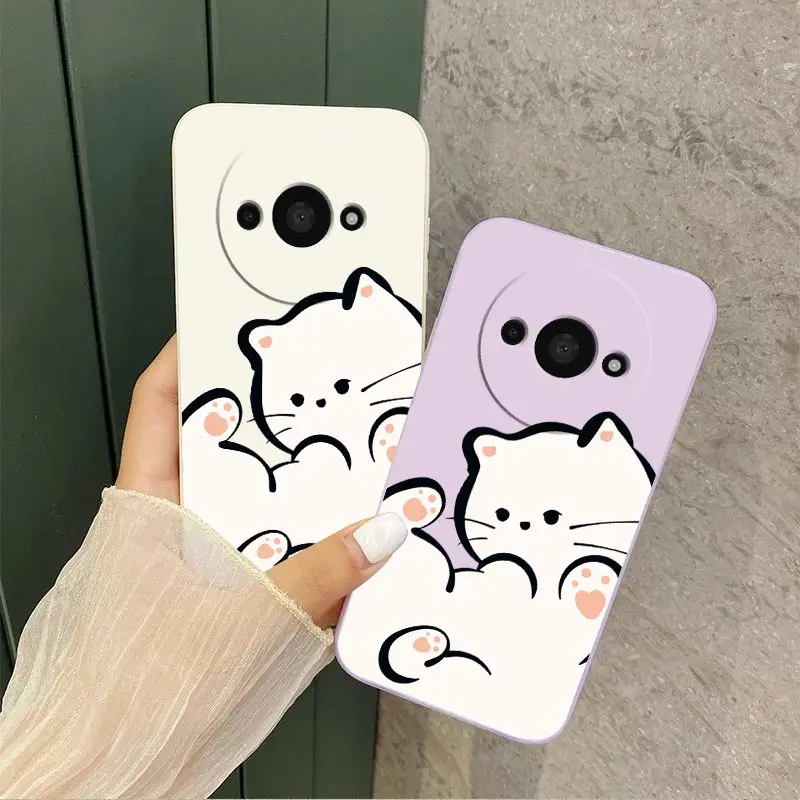 White Cloud Cat Silicone Phone Case - Shatterproof and Camera Protected, Soft Back Cover