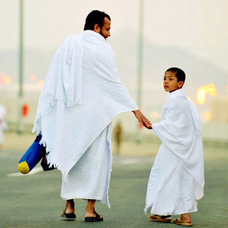 2Pcs Ihram Pilgrimage Towel For Muslim Arab Mecca Hajj Clothes Men Islamic Ramadan Prayer Worship Costumes