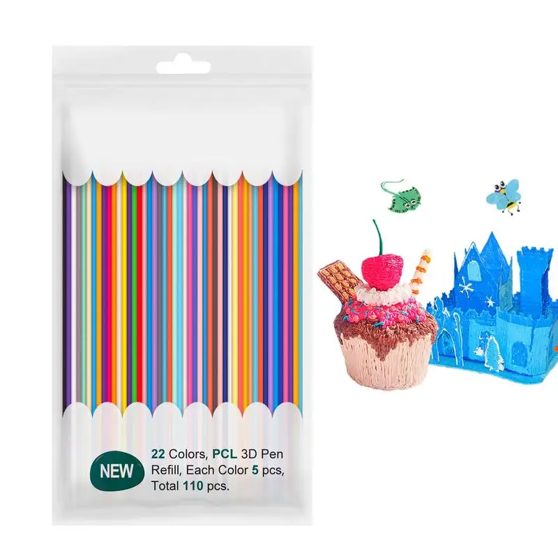 110pcs 22 colors 3D graffiti Pen Filament Refills 2.5mm 3D printer Filament Colorful printing cables Refill Bundle