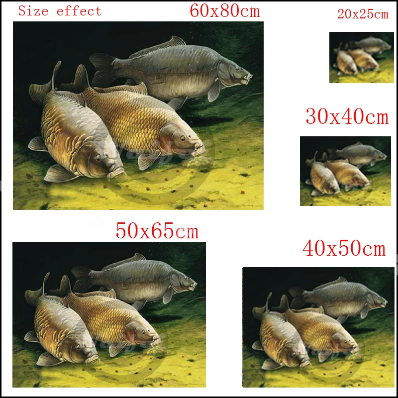 Full square/round drill 5D DIY diamond painting big carp fishing art embroidery cross stitch 3d home decor diamond mosaic fish