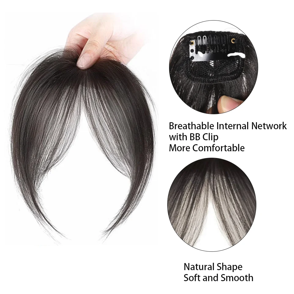 Natural Synthetic Hair Bangs Side Fringe for Women Middle Part False Bangs Clip-in Exrensions Invisible Hairpieces Daily Wear Bl