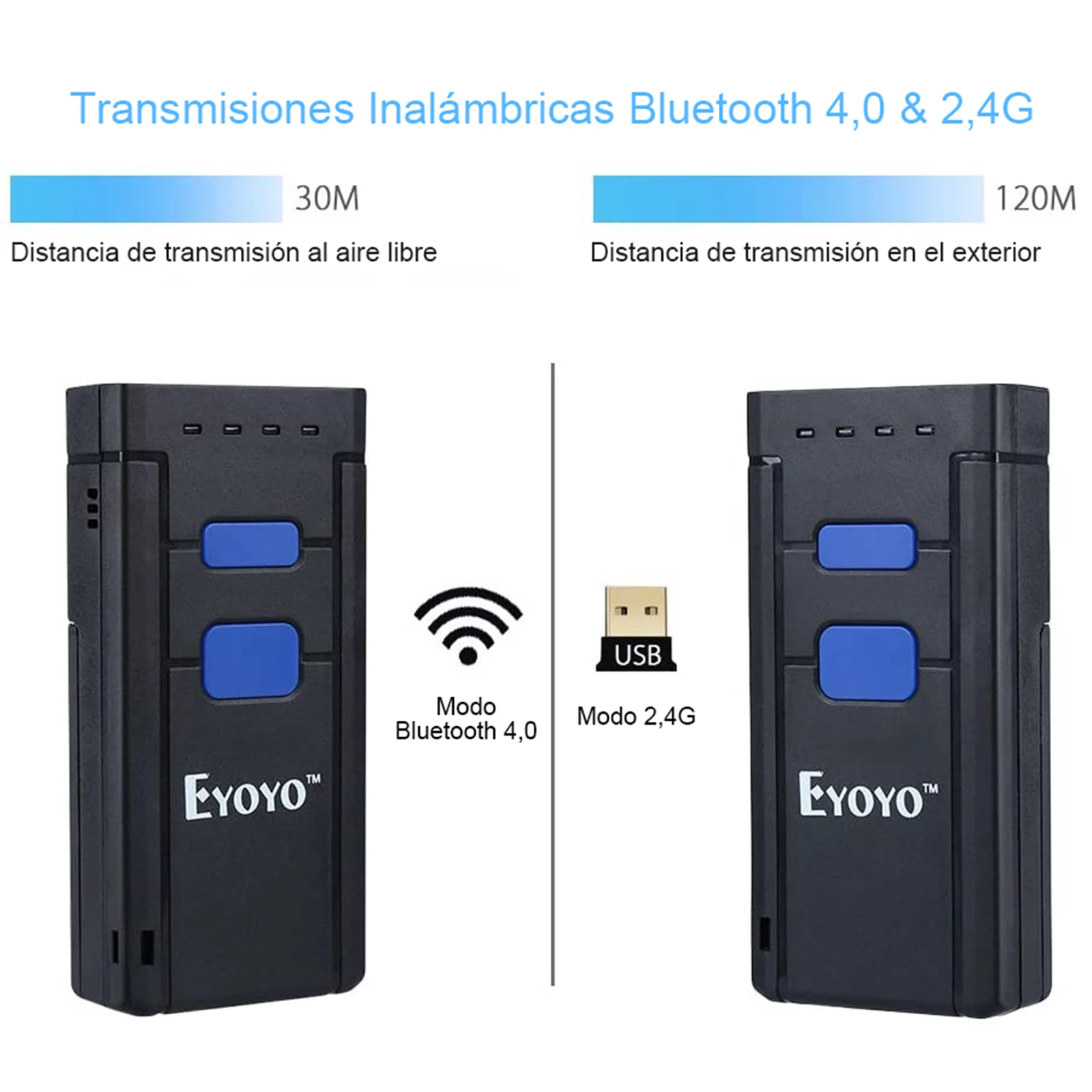 Eyoyo 1d Laser Ccd Portátil Barcode Scanner 16mb Armazenamento 1000mah Bateria Suporta Conexão Bluetooth para Windows Android Ios - Imagem 3