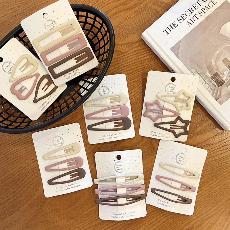 

3/6 Pcs/Set New Fashion Geometric Hair Clips Sets Women Girls Wholesale Metal Ornament Hairpin Set For Kids Hair Accessories