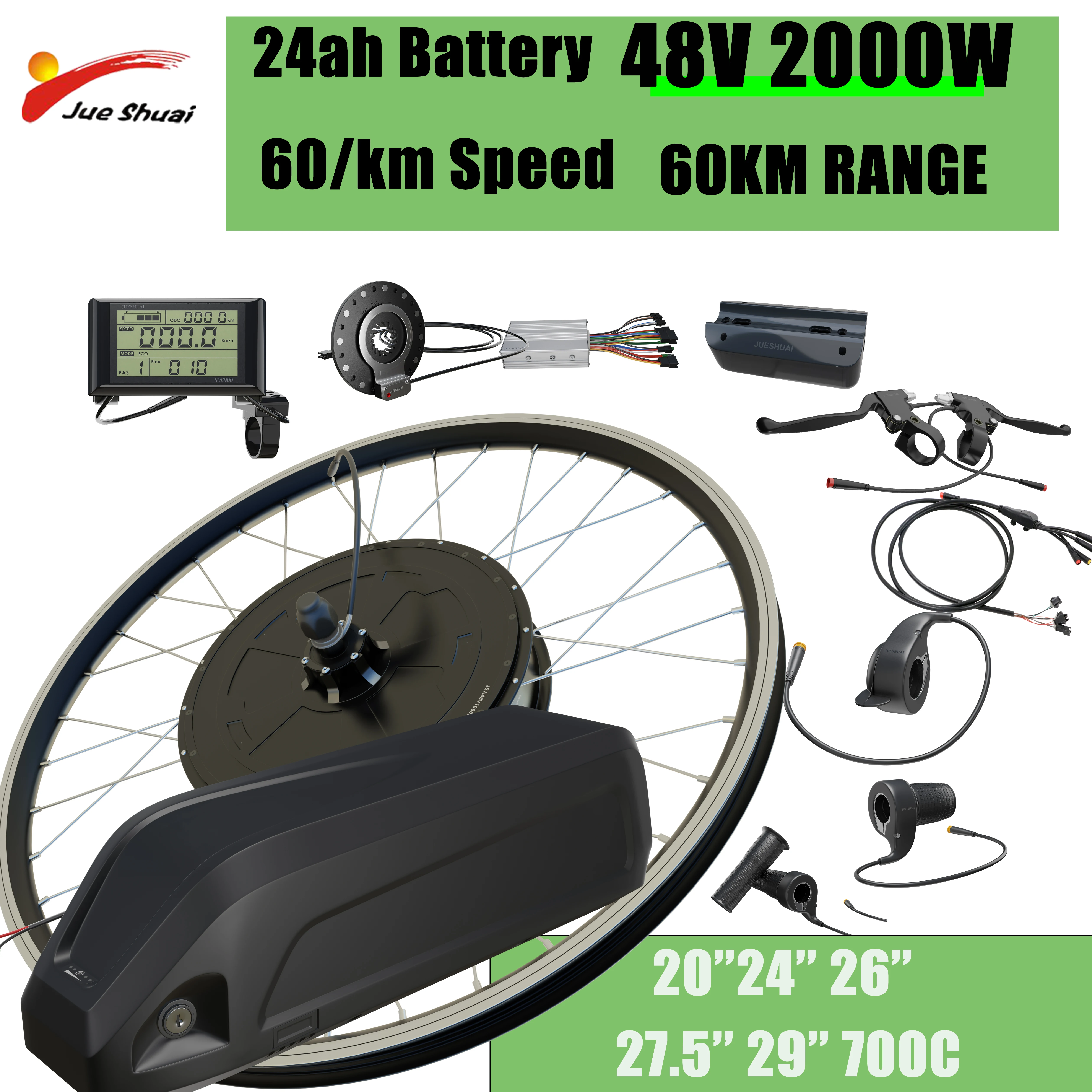 

Electric Bike Conversion Wheel Kit with Battery 20 26 27.5 29 700C 36V/48V 250-2000W Front Rear electric bicycle Electric Motor