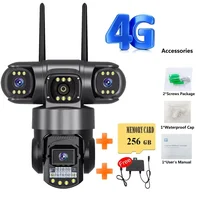 Caméra 4G avec carte SIM 12MP 6K Trois objectifs Trois écrans Moniteur Vision nocturne Protection de sécurité V380 Pro PTZ Vidéosurveillance 2
