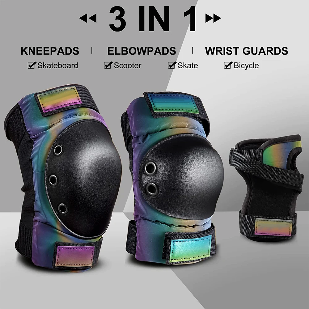 Kids/Adult/Youth Knee and Elbow Pads with Wrist Guards 3 in 1