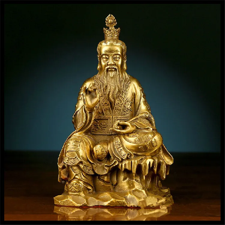 

Chinese Brass Taoism Founder Laotse LaoJun Laozi Immortal God Sit Stone Statue