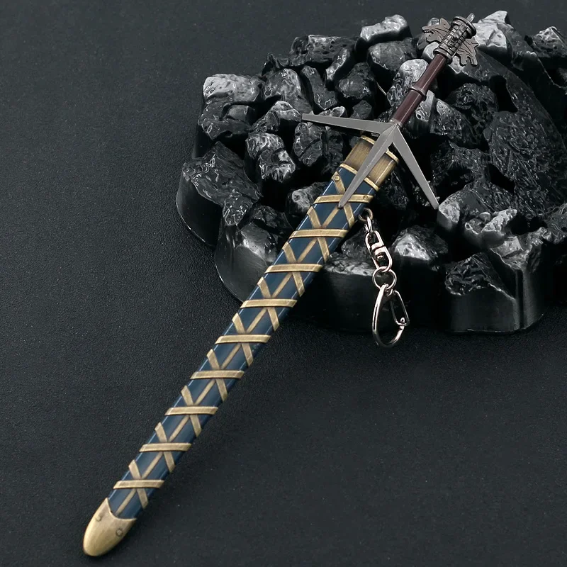 Wild Hunt Weapon Geralt Aerondight Steel Sword 22cm Game Peripheral Medieval Metal Weapon Model Uncut Blade Gifts Toys for Boys 4