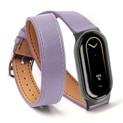 Premium Leather Strap for Xiaomi Mi Band | Sleek Wristband Replacement | Sports Bracelet Pulseira (Pu Black)