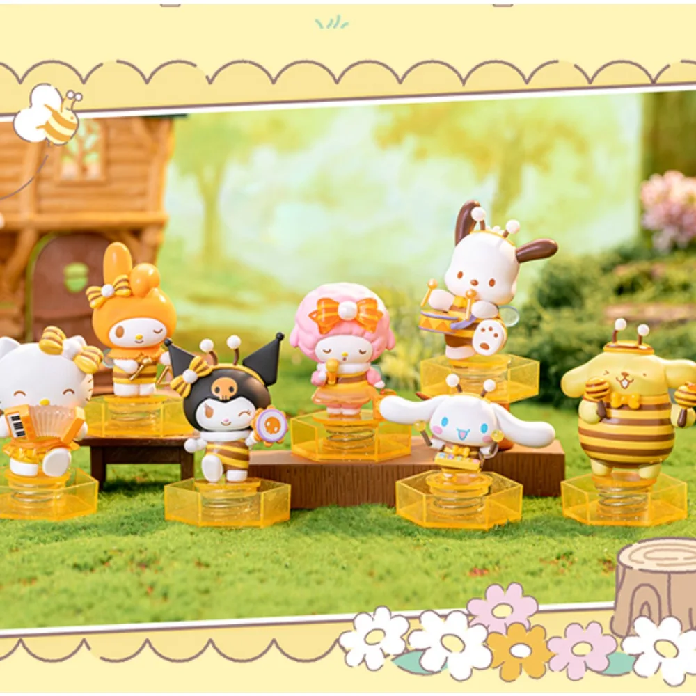 Sanrio Little Bee Concert Series Hello Kitty Creative Trend Pochacco Figure Toy Ornaments Blind Box Decoration Collection Gift