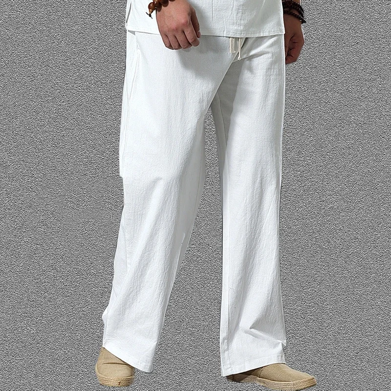 2024 Fashion Solid Color Cotton Linen Pants for Women Plus Size