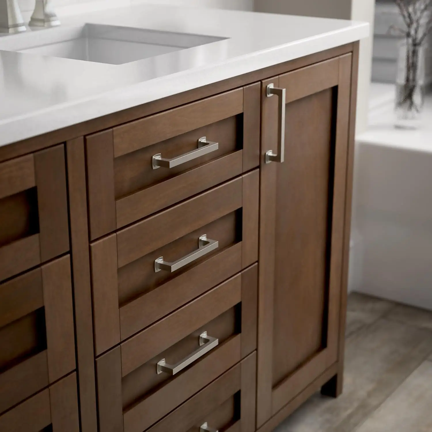 (1-Pack) Cabinet Handles 5-1/16" Hole to Hole Satin Nickel Kitchen Cabinet Pulls Drawer Handles Cabinet Hardware