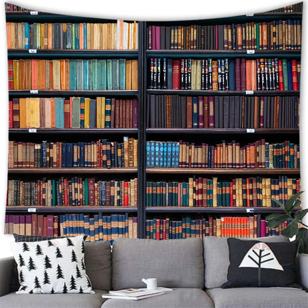 

Vintage Bookshelf Tapestry Wall Hanging Retro Library Hippie Wall Tapestries For Bedroom Living Room College Dorm Aesthetic Deco
