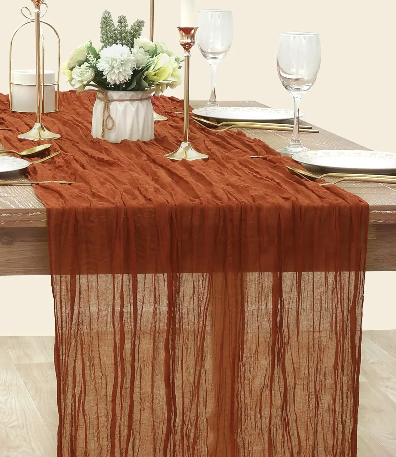 

10 Packs Table Runner Cheesecloth Gauze For Rustic Wedding Dinner Table Tablecloth Cover Festival Birthday Party Decoration