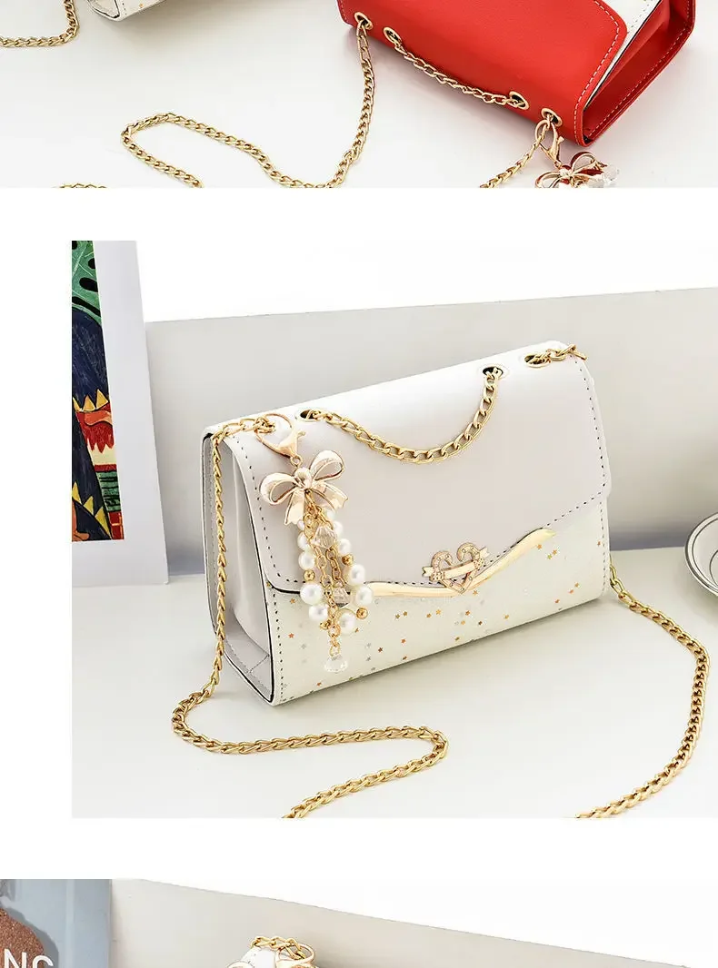 Fashionable Bright Leather Chain Crossbody Bag Women's Single Shoulder Small Square Bag Hot Sale of the Season New Style