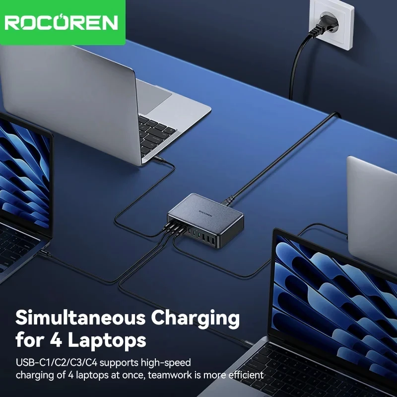 شاحن Rocoren USB C بقوة 480 واط، محطة شحن متعددة ا...
