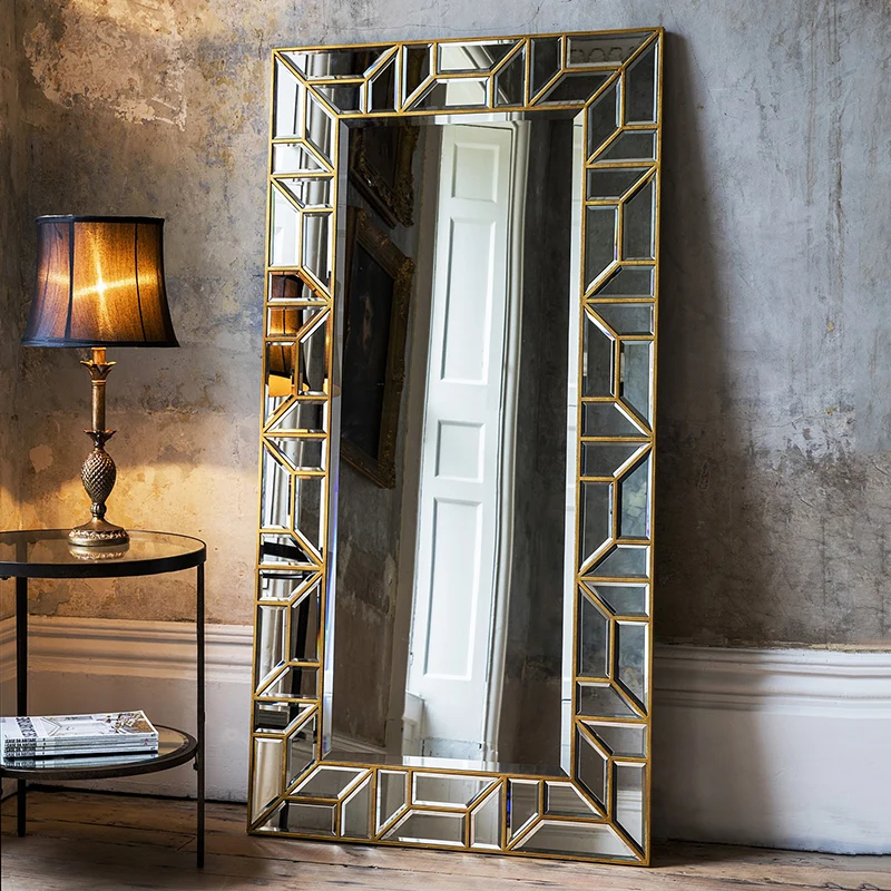

Glass Full Height Mirror Design Macrame nordicc Wall Lights Large Mirror Irregular Art Floor Decoration Salon Decoration Home
