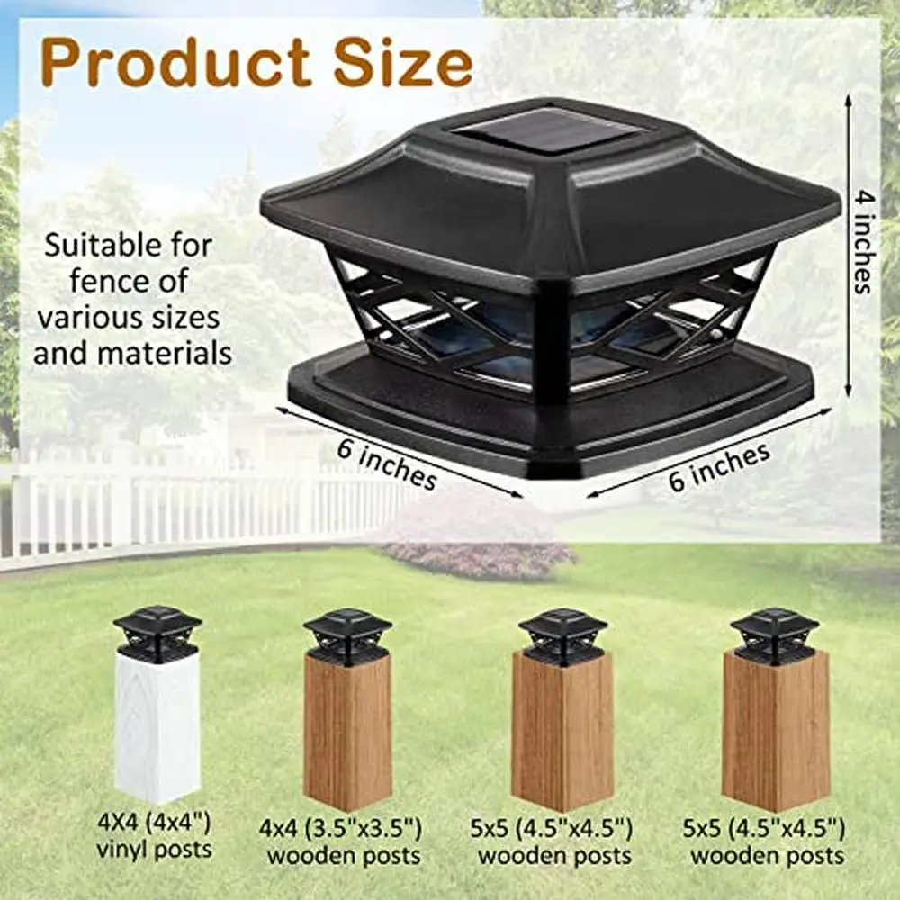 16 Packs Solar LED Fence Post Cap Lights Waterproof Solar Powered Deck Cap Lights 4x4 5x5 6x6 Posts Mailbox Dock Yard Garden