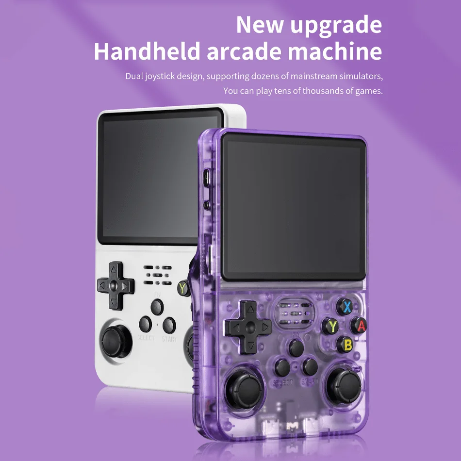 Console de Jogo Portátil Retro R36S com Sistema Linux, Tela IPS HD de 3,5 polegadas, 4K, 64G, 20000 Jogos 3