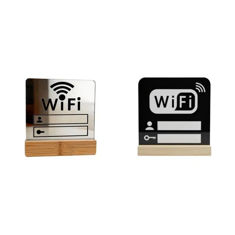 1/2개 및 번호 Wi-Fi 공지판 표지판 아크릴 미러 Wi-Fi 표지판 공공장소..