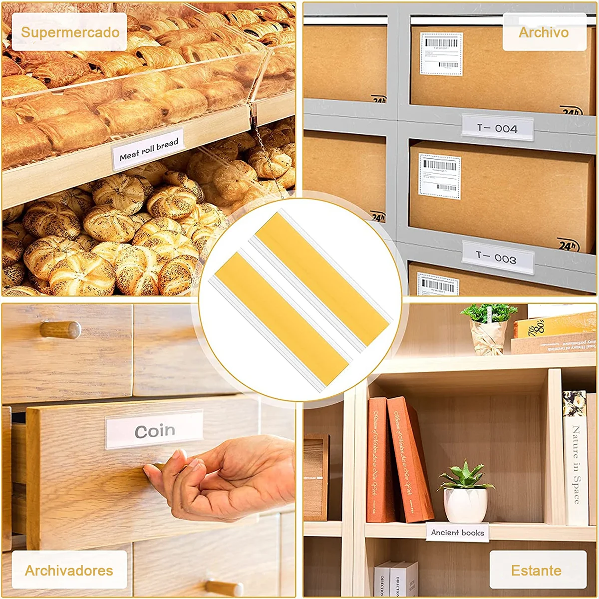 Shelf Label Holder 30pcs Plastic PVC Shelf Data Strips Clip Holder Merchandise Price Talker Sign Label Display Adhesive Tape Back