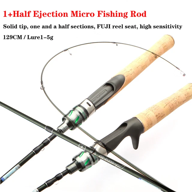 2023 Portable Fishing Rod 129cm Ultra-Light Ultra-Soft 1.5 Sections Trout  Rod Big Guide Ring Micro-Object Solid Fishing Rods - AliExpress