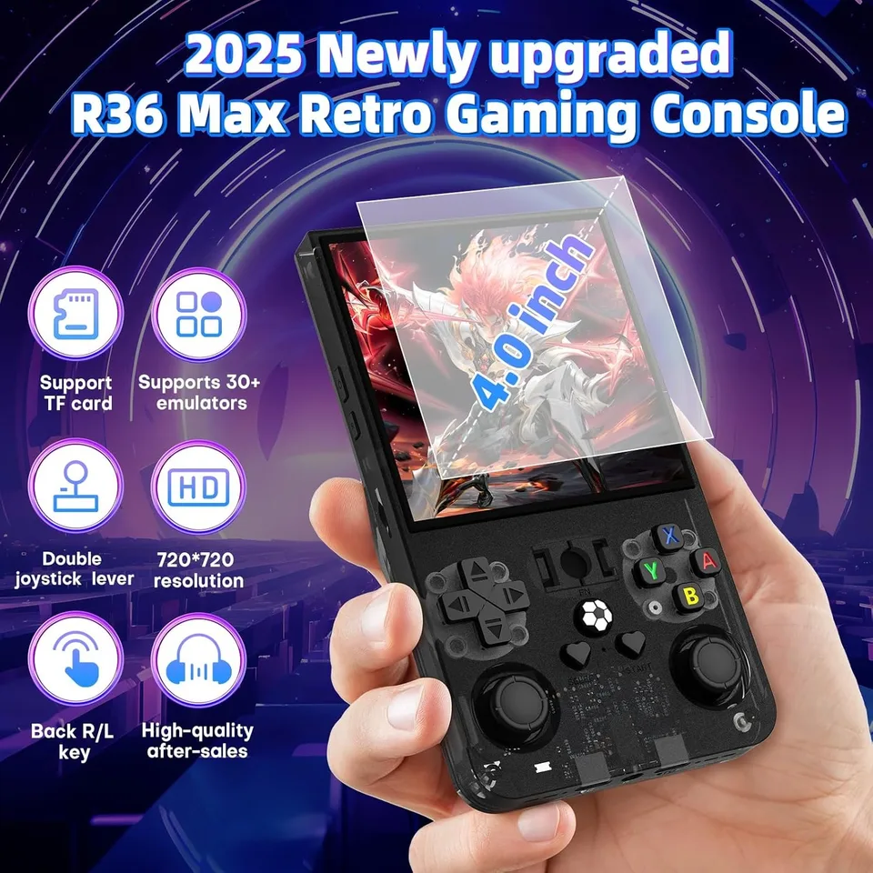 R36MAX Retro Handheld Game 4.0Inch IPS Screen Console 128GB Portable Pocket Video Player Supports 30+ Emulators_voghion.com