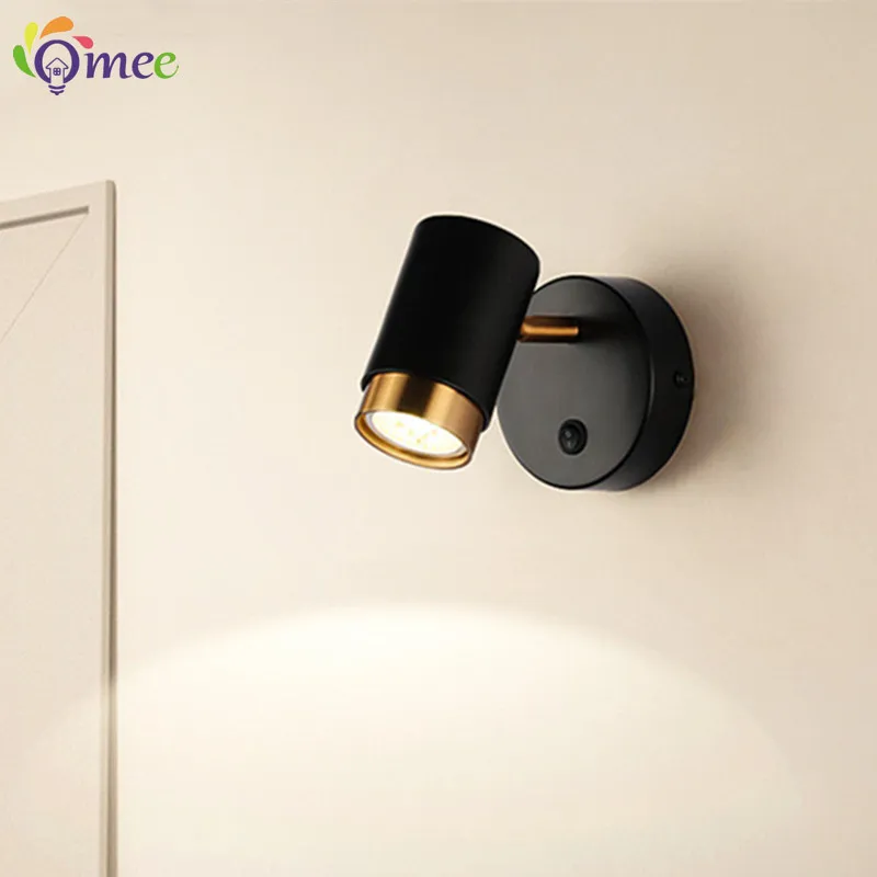 5W Wall Lamp Black/White Modern Aisle Wall Light Adjustable For Bedside Bedroom Lights Corridor sconce AC110-240VGU10 LED Switch