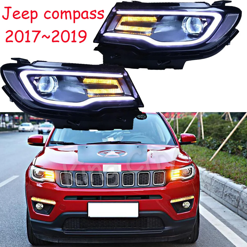 

2017 ~ Y автомобильный bupmer передняя фара для Jeep compass головсветильник автомобильные аксессуары светодиодные DRL hid ксеноновые противотуманные фары с компасом