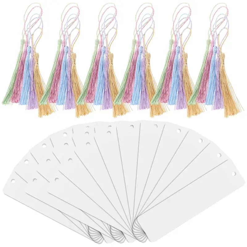 30 Sets Blank Clear Acrylic Bookmarks Rectangle Craft Transparent Acrylic Book Markers With 20Pcs Small Bookmark Tassels bookmarks stationery supplies,acrylic bookmark