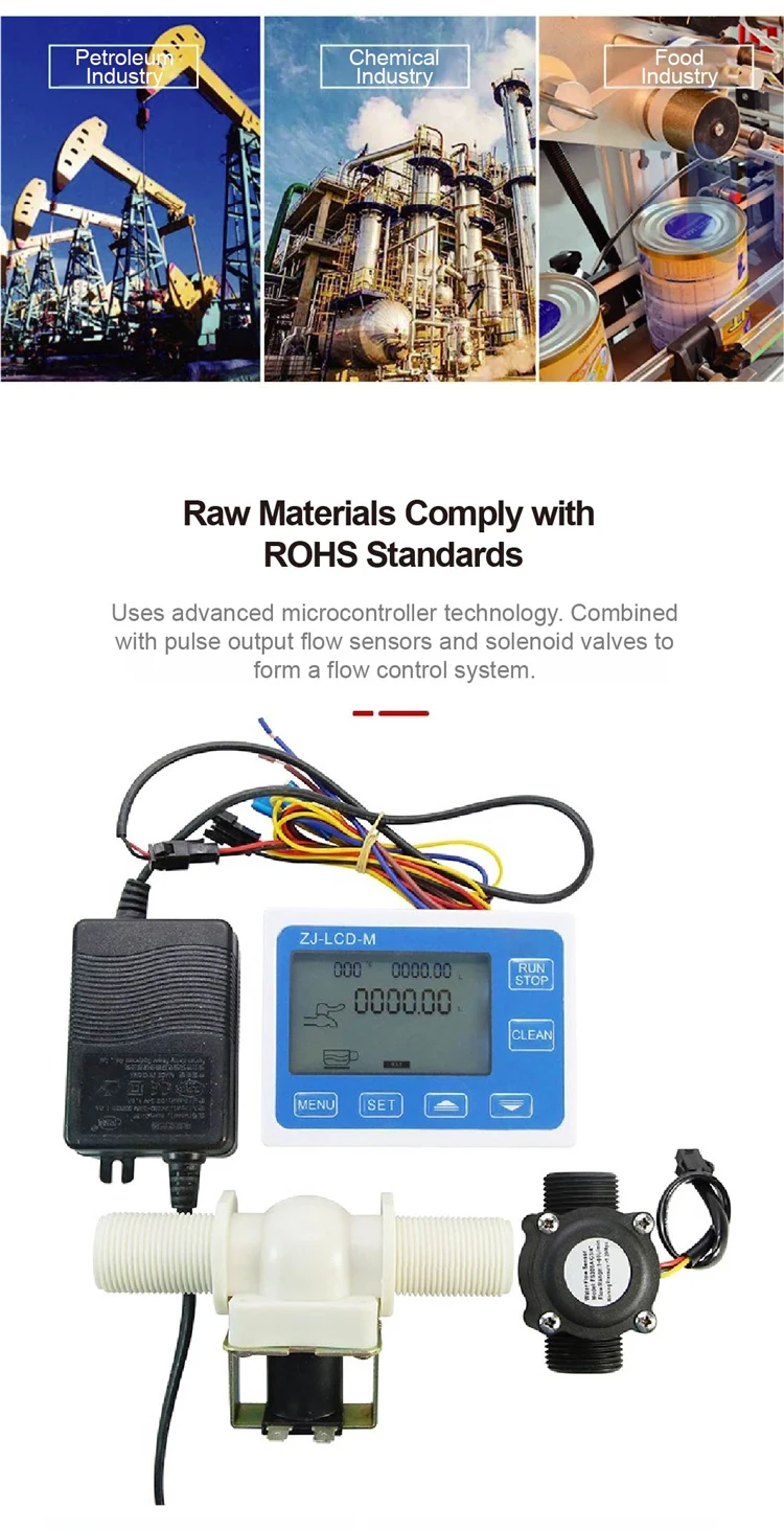Automatic Flow Control Meter Set ZJ-LCD-M DN8-25 DC24V Liquid Filling Machine Fl