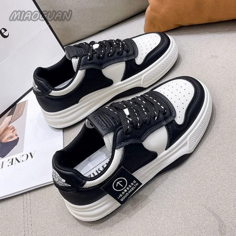 Board Shoes Women's Sneakers New Muffin Thick Bottom Khaki Black White  Color Matching Fashion Women's Shoes Casual Sports Shoes