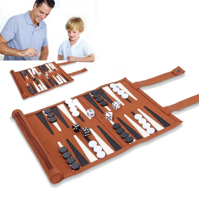 Chess Backgammon Board Game Travel Set Chess Board Set Strategy Game Playing Pieces Dice Cups Wooden For Table Games