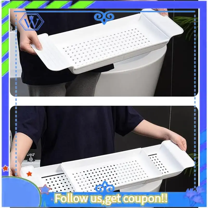 Easy To Use Bath Tub Tray Extendable Draining Bath Tray Space-Saving Household Bathtub Shelf Small Storage For Towels Glass