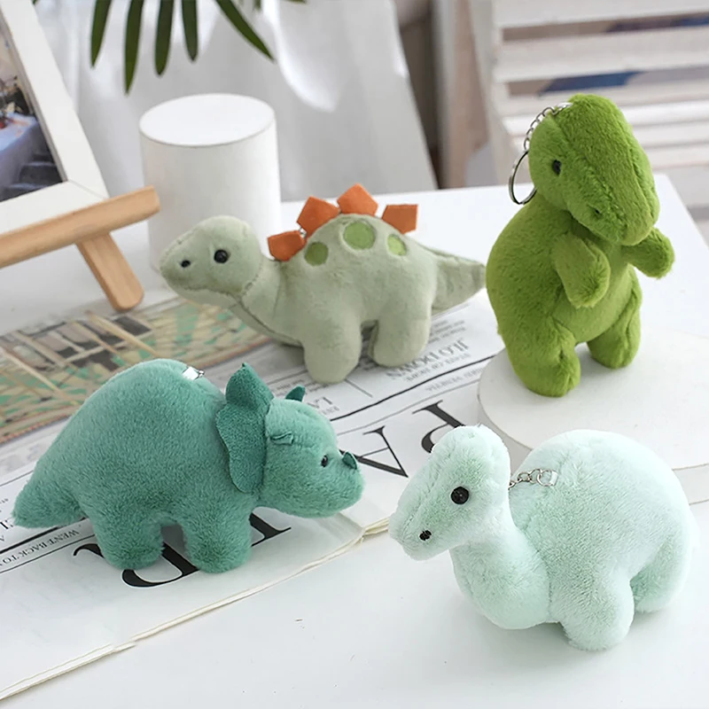 1Pc 13cm Kawaii Little Dinosaur Plush Doll Keychain Cute Stuffed Animal Key chain Backpack Pendant Gift For Girls 2020 new carousel key chain girls creative gift keychain handbag pendant keyring cute umbrella accessories woman