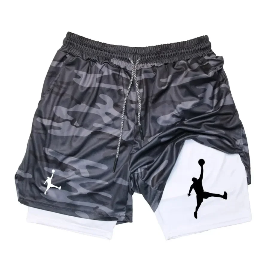 2025 Men's quick-drying and breathable gym training shorts, fashionable two-in-one jogging shorts, summer casual sports shorts 4