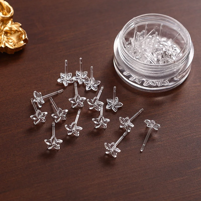 Mini Transparent Resin Ear Studs Star Ear Stick For Women Men Anti Allergy Plastic Earhole Maintenance Needling Jewelry Earrings 5