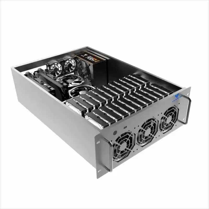Server Rack Form Facture 4U Aluminum Server Chassis 24HDD Bays 19 Inch Rack Mount ATX Form ...